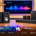 Lumio Aura 5 bookshelf speakers compared with Sony HT-S40R soundbar system